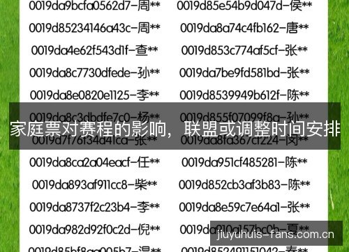 家庭票对赛程的影响，联盟或调整时间安排